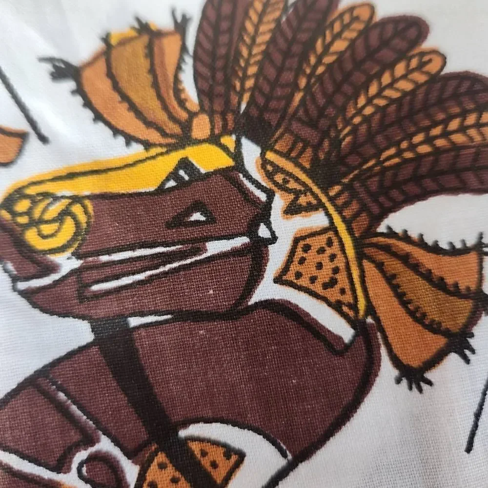 Vintage New Egyptian table cloth round 6 napkins cotton pharaoh chariot Egypt